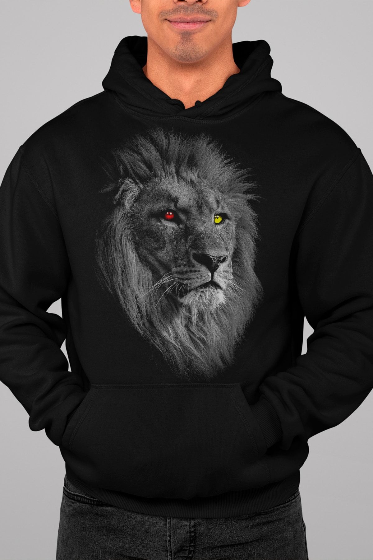 Siyah Unisex Gs Aslan Hoodie, Aslan Kapüşönlu Sweatshirt